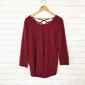 Super Soft Brushed Fleece Maroon Red Cut Out Back Tunic Top